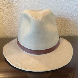 REI Bone Cotton Leather Trim Fedora Hiking Sun Hat
